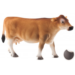 Figura detallada de vaca Jersey de 14x7x4 cm para decoración del hogar y coleccionistas.