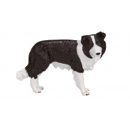 Figura de colección realista de perro Border Collie con acabados detallados.