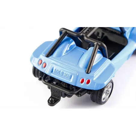 Buggy de juguete miniatura fabricado en metal y plástico resistente con enganche para acoplamiento.