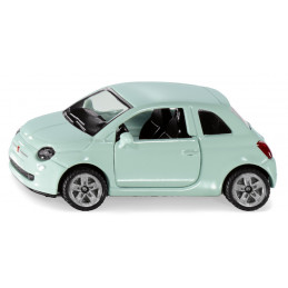 Miniatura de juguete Fiat 500 de metal y plástico con puertas que se abren.