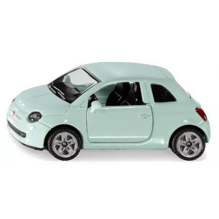 Miniatura de juguete Fiat 500 de metal y plástico con puertas que se abren.