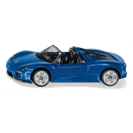 Coche miniatura Porsche 918 Spyder plateado a escala 1:87 de SIKU con carrocería metálica