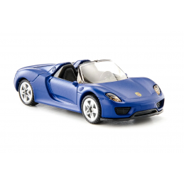 Coche miniatura Porsche 918 Spyder plateado a escala 1:87 de SIKU con carrocería metálica
