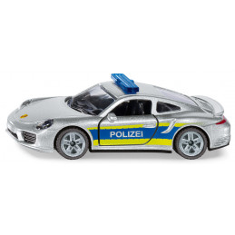 Coche de policía de juguete Porsche 911 de metal y plástico con puertas que se abren.