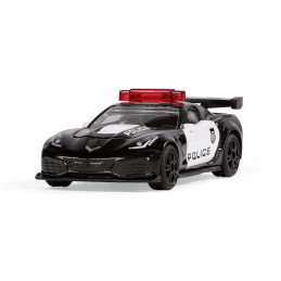 Coche de juguete Chevrolet Corvette ZR1 de policía en miniatura de metal y plástico.