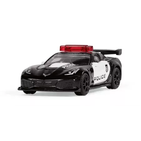 Coche de juguete Chevrolet Corvette ZR1 de policía en miniatura de metal y plástico.