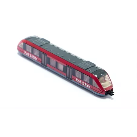 Tren de cercanías de juguete en miniatura fabricado de metal y plástico con sistema de acoplamiento