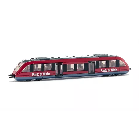 Tren de cercanías de juguete en miniatura fabricado de metal y plástico con sistema de acoplamiento