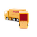 Camión de juguete DHL amarillo con remolque acoplable de metal y plástico