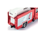 Camión de bomberos de juguete Magirus Multistar TLF en metal y plástico con patas de apoyo.