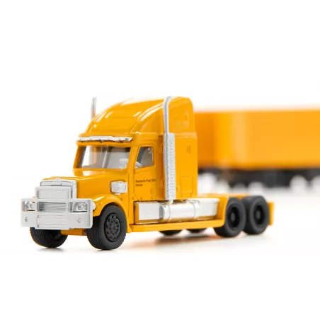 Maqueta de tren de carretera DHL a escala 1:87 de metal y plástico
