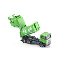Camión de basura de juguete a escala 1:87 en metal y plástico con tolva inclinable.