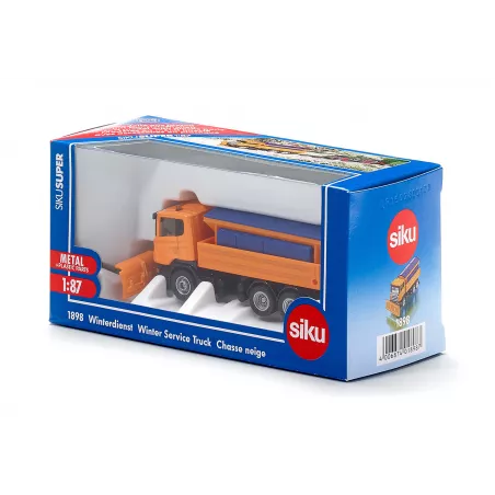 Camión de juguete de servicio de invierno a escala 1:87 de metal y plástico