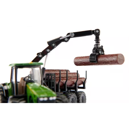 Tractor John Deere 8430 con remolque forestal - escala 1:50 - siku