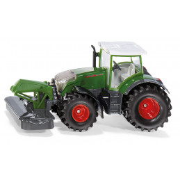 Tractor de juguete Fendt 942 Vario con segadora frontal a escala 1:50 fabricado en metal y plástico.