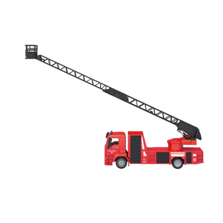 Camión de bomberos de juguete MAN SIKU escala 1:50 con escalera telescópica giratoria.
