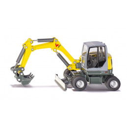 Excavadora móvil Wacker Neuson EW65 a escala 1:50 con neumáticos dobles, modelo coleccionable de metal.