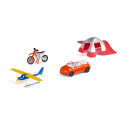 Conjunto de ocio infantil de juguete con piezas detalladas de metal y plástico.