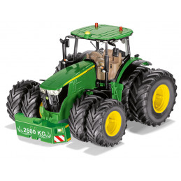 Tractor John Deere 7290R Bluetooth a escala 1:32 con luces LED y neumáticos gemelos magnéticos.