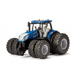 Tractor de juguete New Holland T7.315 con ruedas duales, control por bluetooth y luces LED.