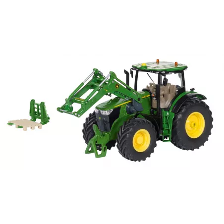 Tractor de juguete John Deere 7310R con pala frontal y control Bluetooth a escala 1:32.
