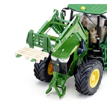 Tractor de juguete John Deere 7310R con pala frontal y control Bluetooth a escala 1:32.