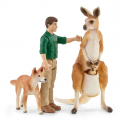 Set de juguete Schleich Aventura en el desierto australiano con figuras de canguros, dingo y guardabosques Tom.