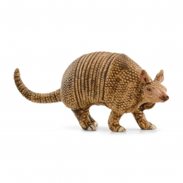 Figura realista de armadillo de juguete con caparazón articulado para coleccionistas y juego educativo.