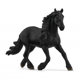Semental frisón de Schleich, figura de juguete de caballo negro realista para coleccionar y jugar.
