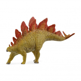 Figura de juguete detallada del dinosaurio Stegosaurus con placas dorsales y colores vibrantes.