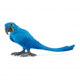Figura de guacamayo jacinto de Schleich con plumaje azul vibrante y detalles amarillos.