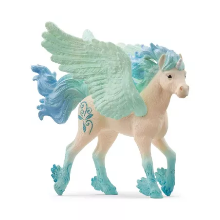 Figura de potro unicornio Stormy con alas azules y crin brillante