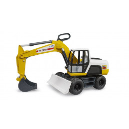 Excavadora móvil ROADMAX de Bruder, juguete infantil con brazo articulado funcional y cabina giratoria.