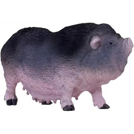 Figura decorativa de cerdo barrigón compacto para adornar estanterías y escritorios.