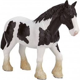 Figura realista de caballo Clydesdale negro y blanco marca Mojo para coleccionistas y juego.