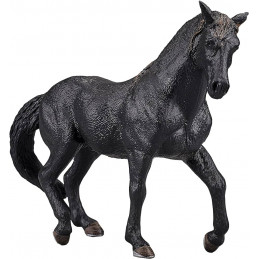 Figura detallada de semental andaluz negro, juguete de caballo realista para coleccionistas.