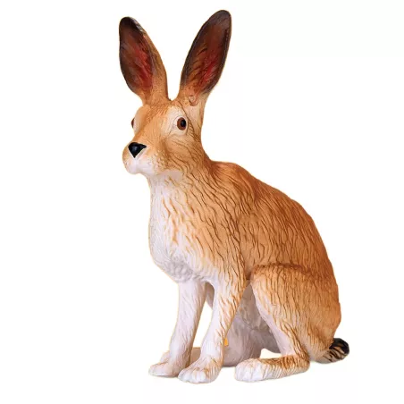 Figura realista de liebre de Mojo esculpida y pintada a mano para coleccionistas y juego.