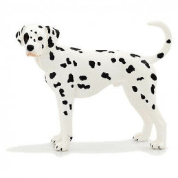 Figura de perro dálmata con diseño detallado de pelaje moteado para decoración y juego infantil