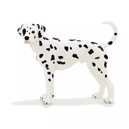 Figura de perro dálmata con diseño detallado de pelaje moteado para decoración y juego infantil