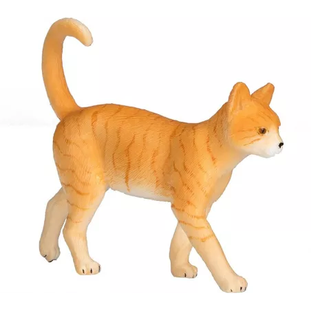 Figura de gata atigrada de juguete marca Mojo pintada a mano