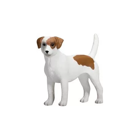 Figura realista de perro Jack Russell Terrier de la marca Mojo en postura alerta para coleccionistas.