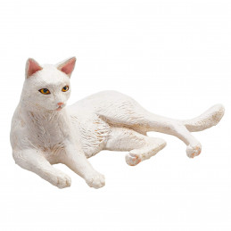 Figura decorativa de gato blanco acostado de Mojo con diseño minimalista y elegante.