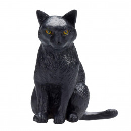 Figura decorativa de gato sentado negro con diseño minimalista para estantería o escritorio.