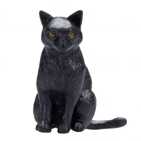 Figura decorativa de gato sentado negro con diseño minimalista para estantería o escritorio.