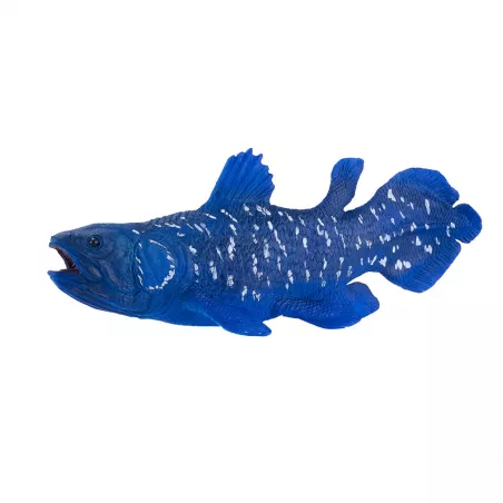 Réplica decorativa detallada de celacanto, fósil viviente para decoración de interiores y coleccionistas.