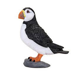 Figura de pingüino atlántico pintada a mano para decoración y juego educativo.