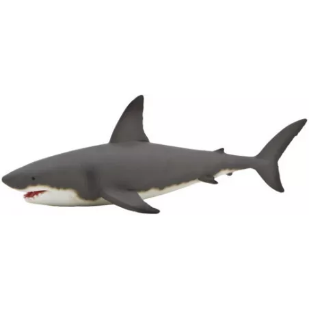 Figura de juguete realista de tiburón gran blanco para coleccionistas y juego educativo infantil.