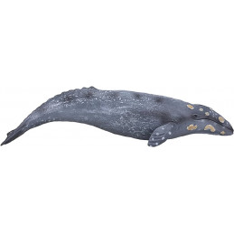 Figura realista de ballena gris para decoración y coleccionismo, con acabados detallados.
