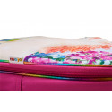 Mochila infantil de unicornios en 3D con dos figuras de juguete y folleto coleccionable.