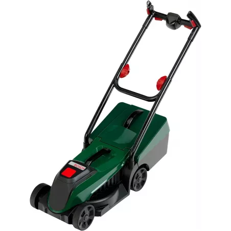 Cortacésped de juguete Bosch Garten-Rotak para niños con efectos de luz y sonidos mecánicos.